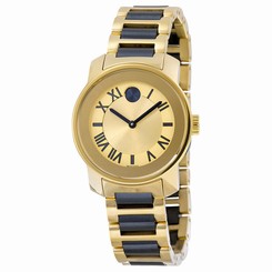 New Movado Bold Yellow Gold Dial Two-tone Stainless Steel Ladies Watch 3600355