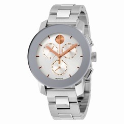 New Movado Bold Chronograph Silver-toned Sunray Dial Unisex Watch 3600356