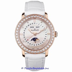 NEW Blancpain Women Collection Moon Phase Complete Calendar 18k Rose Gold watch.
