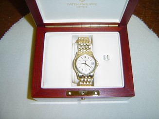 PATEK PHILIPPE CALATRAVA 18K GOLD ON 18K BRACELET MEN'S WATCH
