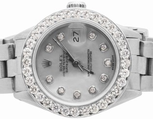 Ladies Stainless Steel 26MM Rolex Datejust Oyster Bracelet Diamond Watch 2.5 Ct