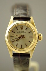 ROLEX 6719 14K YELLOW GOLD CASE/BEZEL NODATE SILVER STICK DIAL LADIES WATCH