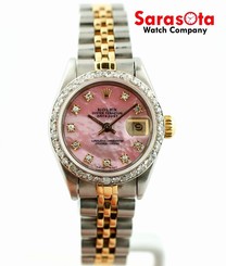 Rolex Datejust 69173 Pink MOP Diamond Dial/Bezel Two Tone Automatic Womens Watch