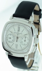 Patek Philippe Chronograph $91,100.00 RARE Diamond Dial 18k White Gold watch.