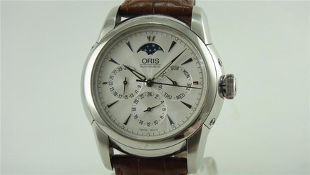 Authentic Oris 7546 Artelier Day Date Moonphase Steel Automatic Watch