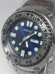Seiko Sawtooth Tuna Diver Day Date 7N36-0AF0 Men's Watch RARE Blue Dial (D363)