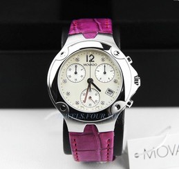 MOVADO SWISS DIAMOND CHRONOGRAPH QUARTZ WATCH 84C51892 ALLIGATOR NEW BOX $1950 6