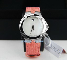 MOVADO SWISS QUARTZ WATCH MOTHER OF PEARL 84 G1 1892 PINK LIZARD NEW BOX $995 4