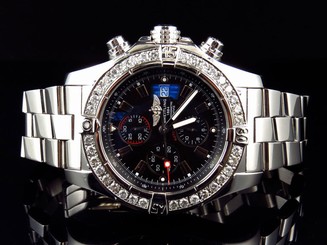 Mens Breitling A13370 Super Avenger XL 48MM Stainless Steel with Diamonds (4 Ct)