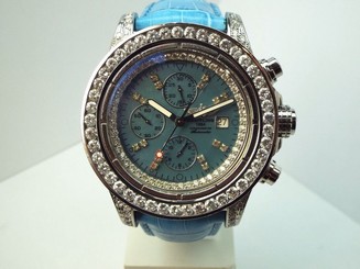 Men's ICED OUT BREITLING Super AVENGER 17ctw! DIAMONDS, Pale Blue Accented!