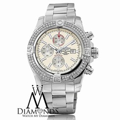NEW Breitling Super Avenger II (two) 3.00ct. Diamond Bezel Watch A1337111/G779