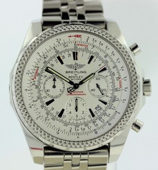 EXLNT COND BREITLING BENTLEY MENS A25362 AUTOMATIC CHRONOGRAPH WATCH BOX+PAPS