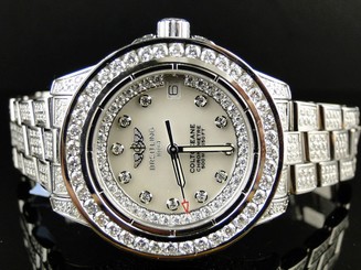 Brand New Ladies Breitling Aeromarine White Colt Ocean Full Diamond Watch 15 Ct