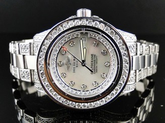 Brand New Ladies Breitling Aeromarine White Colt Ocean Diamond Watch 9.5 Ct
