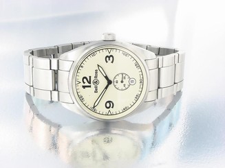 BELL & ROSS BR 123 MILITARY VINTAGE STAINLESS STEEL AUTOMATIC WATCH - OFF WHITE