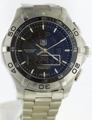  EXCLNT COND TAG HEUER MENS CAF1010 AQUARACER DIGITAL/ANALOG STAINLESS QUARTZ