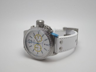 TW STEEL CALIFORNIA CE1043 CHRONOGRAPH CRYSTAL BEZEL LEATHER BAND WATCH