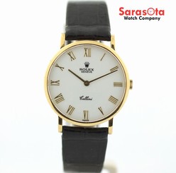 Rolex Cellini 5112 18K Yellow Gold White Roman Dial Hand Winding Men's Watch