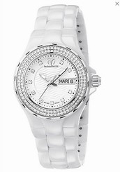 NWT $3400 TECHNOMARINE LADIES WHITE QUARTZ "CRUISE" DIAMOND CERAMIC WATCH