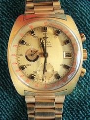 VINTAGE ORIGINAL FINISH GOLD OMEGA 1040 SEAMASTER 176.007 CHRONOGRAPH WATCH SET