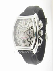 Franck Muller Conquistador 8002 CC Silver Chronograph Steel Automatic New w/ B&P