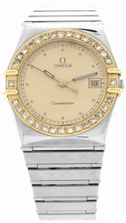 Men's Omega Constellation 18K Yellow Gold S/S Diamond Watch