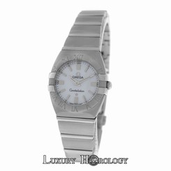 Mint Ladies Omega Constellation Double Eagle 1581.70.00 MOP Steel Quartz Watch