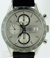 GREAT COND MENS TAG HEUER CARRERA CV2011 44MM GREY DIAL AUTO CHRO NEW TAG STRAP