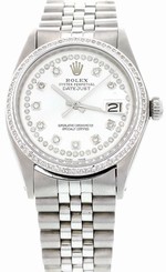 Men's Rolex Oyster Perpetual DateJust Stainless Steel Diamond Watch 16013