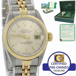 Ladies Rolex DateJust 26mm 69173 Two Tone Gold Steel Jubilee Silver Watch B&P 27543000069
