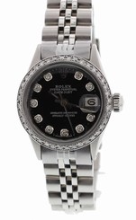 Ladies Stainless Steel Rolex Datejust With Diamonds Ref. 6519