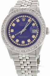 Men's Vintage Rolex Oyster Perpetual DateJust Stainless Steel Diamond Watch 1601