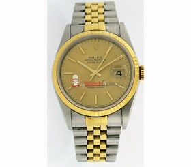 Rolex Datejust 40mm Mens Watch with Yellow Gold Bezel and Champagne Dial 16233