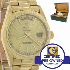 MINT Rolex Day-Date President 36mm 18238 18K Gold Double Quickset Watch w/ Box