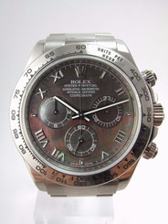 ROLEX 18K WHITE GOLD DAYTONA BLACK MOTHER OF PEARL DIAL MINT BOX & PAPERS 116509