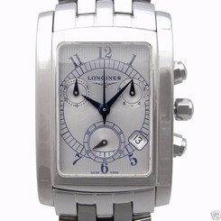 Auth LONGINES DolceVita Chronograph L5.656.4 SS Quartz Silver dial Men's watch