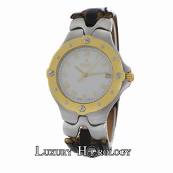 Authentic Men's Ebel Sportwave E6187631 18K Gold Steel Date Quartz 36MM Watch