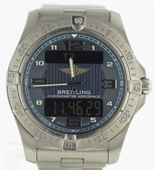 MENS BREITLING AEROSPACE TITANIUM E79362 BLUE DIAL EXCLNT COND 40MM VERY LIGHT