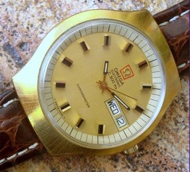 Omega Gold Tinted Dial f300 Cal. 1250 Watch, 9164 Tuning Fork Mvt. LQQK! ~ BUY!