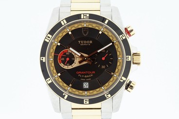 TUDOR Grandtour Fly-Back 18K Rose Gold & SS Box & Papers Excellent 2013 (2438)