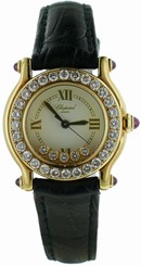 Ladies Chopard Happy Sport Diamond Bezel 18k Yellow Gold Watch