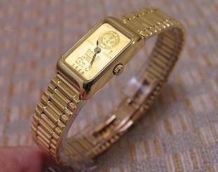 LADIES CORUM 5 GRAM INGOT 24K & 18K GOLD WATCH & BRACELET