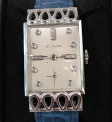 LADIES VINTAGE LECOULTRE RETTANGOLO ELEGANT DIAMOND DIAL & WHITE GOLD CASE