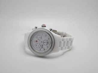 MICHELE JETWAY MWW17B000002 WOMENS WHITE CERAMIC CHRONOGRAPH WATCH