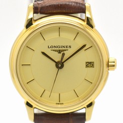 Auth LONGINES L4.177.2 Date Gold Plated Quartz Watch for Women #4512
