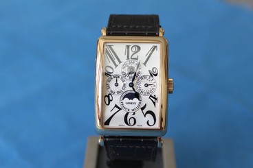  GORGEOUS FRANCK MULLER 1200 QP LONG ISLAND PERPETUAL CALENDAR 18K GOLD WATCH