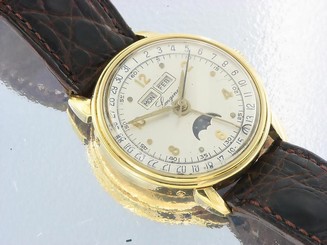 LONGINES 18K YELLOW GOLD MENS  MECHANICAL VINTAGE WATCH TRIPLE CALENDAR MOON