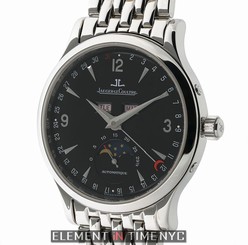 Jaeger-LeCoultre Master Moon Stainless Steel 37mm Black Dial 140.8.98.S B+P
