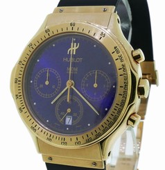 Mens Hublot MDM Chronograph 18k Yellow Gold Watch W/ Blue Dial