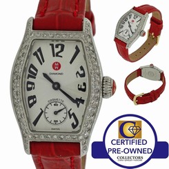 Ladies Michele Coquette 71-9001 Steel Watch 0.50ct Diamond Bezel Quartz Watch